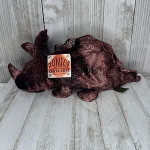 Russ ZONIES Earth Zone Beanie TYRONE Triceratops Dinosaur Vintage Toy Plush 15"